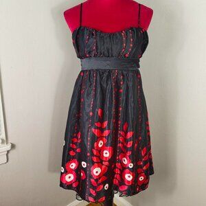 Y2K 2000s Black Red White Goth Empire Waist Formal Homecoming Mini Dress